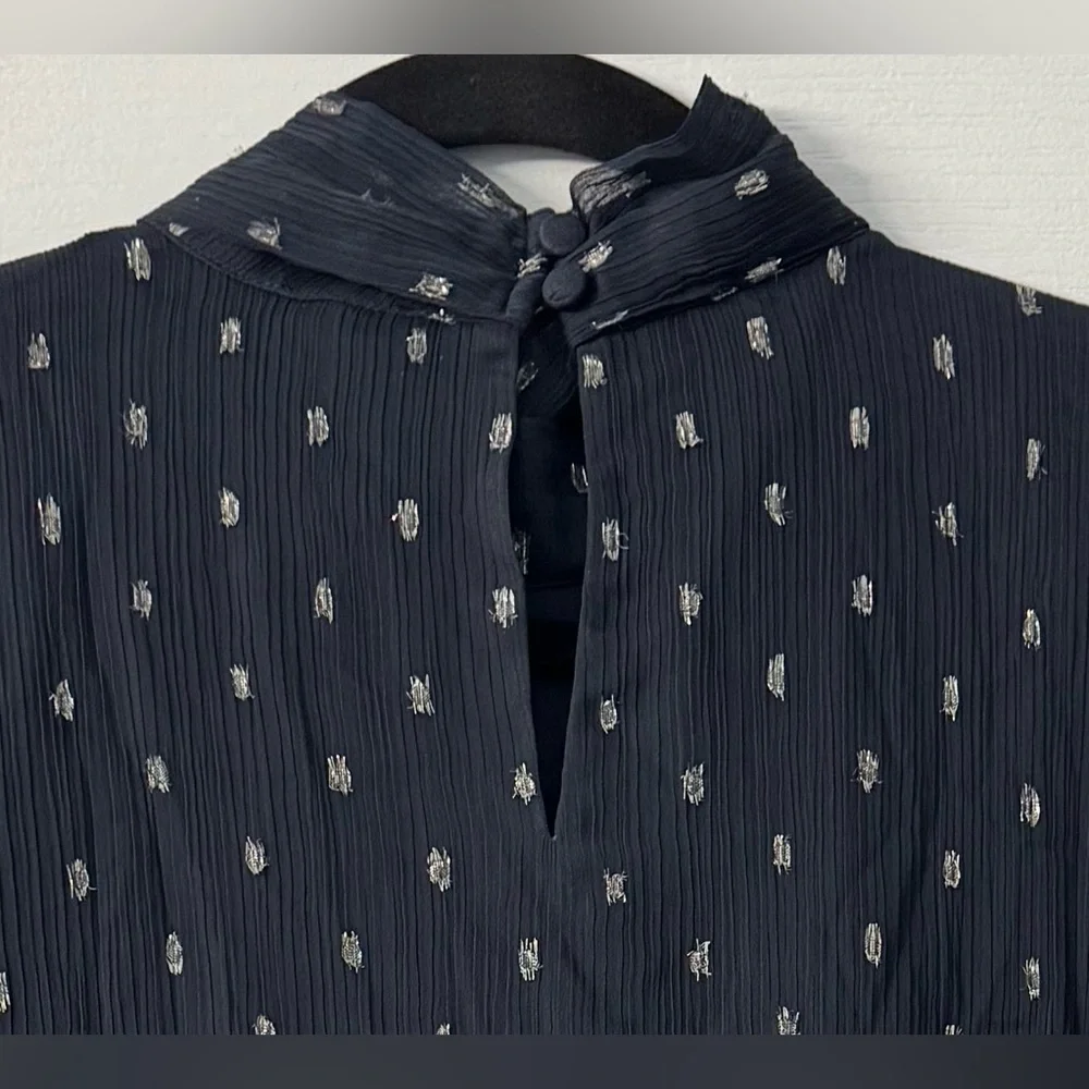 Ann Taylor Petite Metallic Designed Blouse with a Bow - Picture 7 of 9